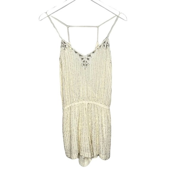 Saylor Shelby Beaded Romper Ivory/Cream Size XS - Picture 5 of 12